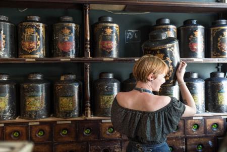 Choosing the coffee blend at Atkinson's Coffee Roasters