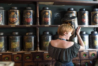 Choosing the coffee blend at Atkinson's Coffee Roasters