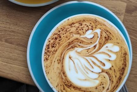 Beautiful coffee art at Brew