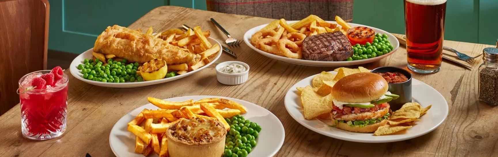 Classic dishes at Cottams Field Brewers Fayre