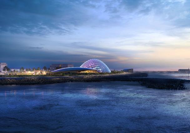 Eden Project Morecambe External Cgi Dusk Crop Grimshaw